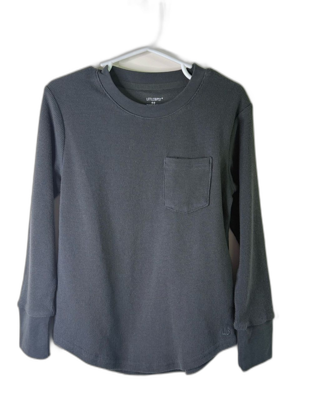 Little Bipsy Boy's Long-Sleeve Waffle Pocket Tee  - Charcoal Gray 4-5T